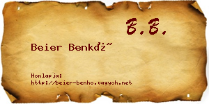 Beier Benkő névjegykártya